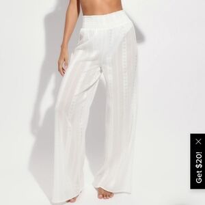 Lulu's Pacific Perspective Ivory Embroidered Swim Cover-Up Pants Size Medium